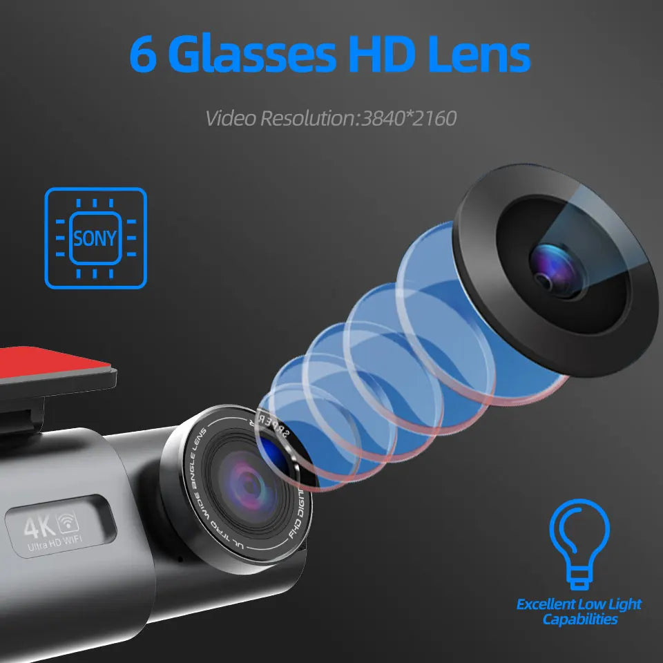4K UHD Dash Cam with Night Vision & GPS – Eco-Friendly Car Camera for 24/7 Parking Protection and Wi-Fi Connectivity