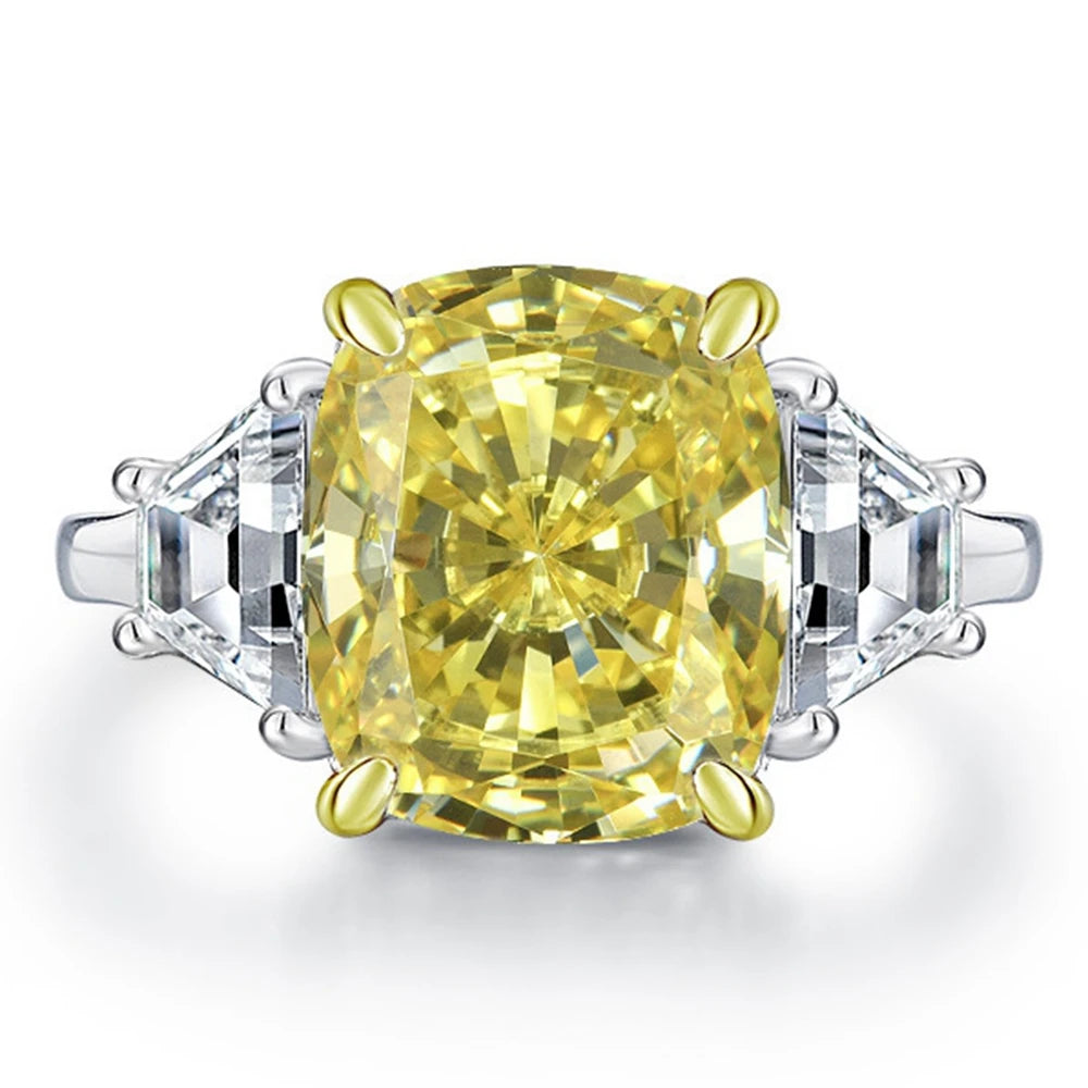 Vinregem Sparkling Citrine High Carbon Diamond Gemstone 100% 925 Sterling Silver Wedding Women Ring Engagement Fine Jewelry Gift