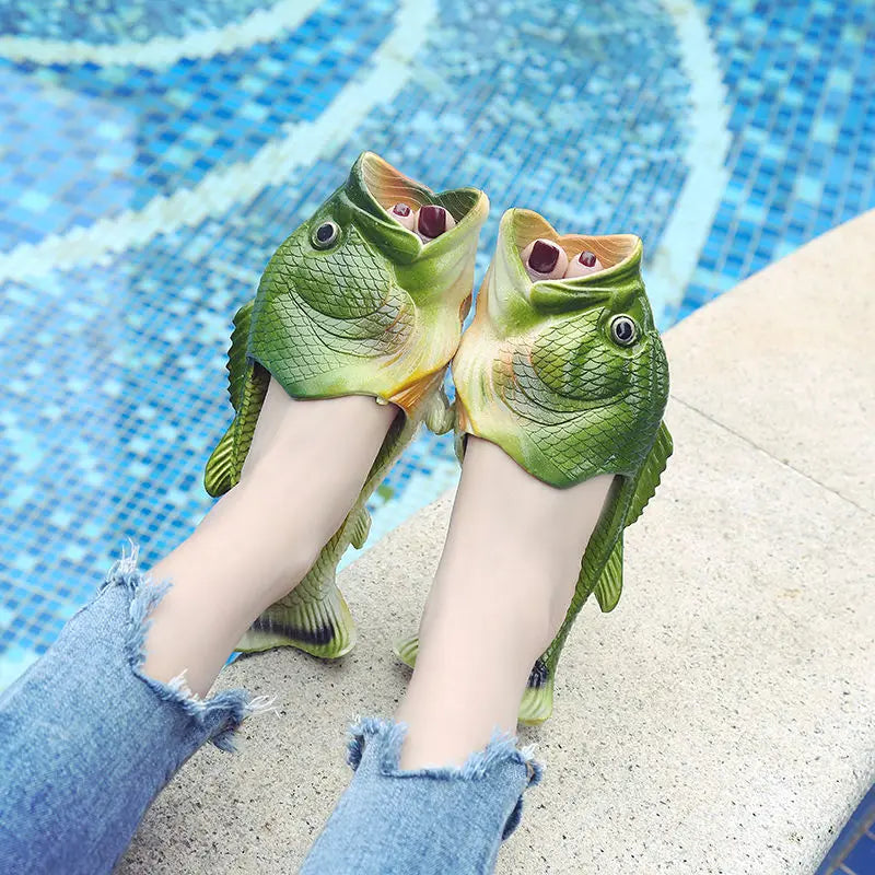 Ladies Summer Beach Slippers Men Fish Shoes Family Outdoor Footwear Extra Size Girls Beach Flip-flops Unisex Funny Shoes 2023