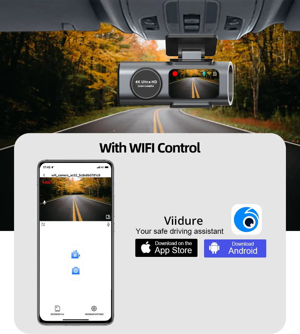 4K UHD Dash Cam with Night Vision & GPS – Eco-Friendly Car Camera for 24/7 Parking Protection and Wi-Fi Connectivity