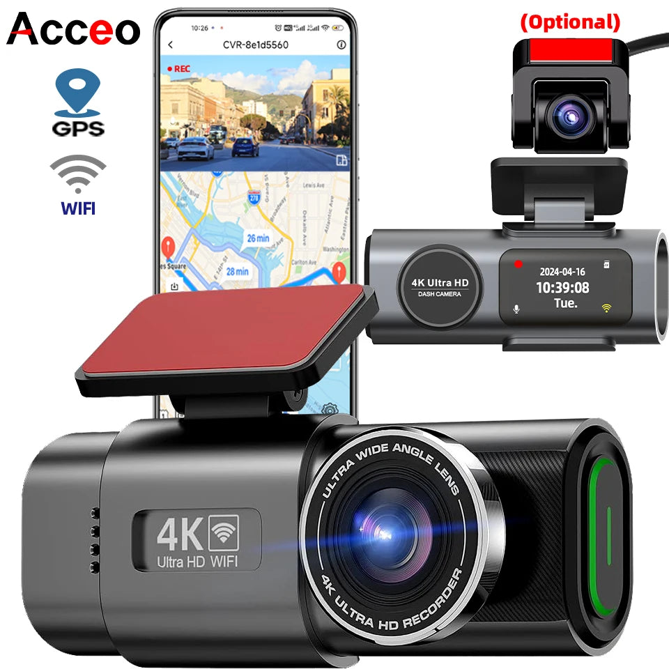 4K UHD Dash Cam with Night Vision & GPS – Eco-Friendly Car Camera for 24/7 Parking Protection and Wi-Fi Connectivity